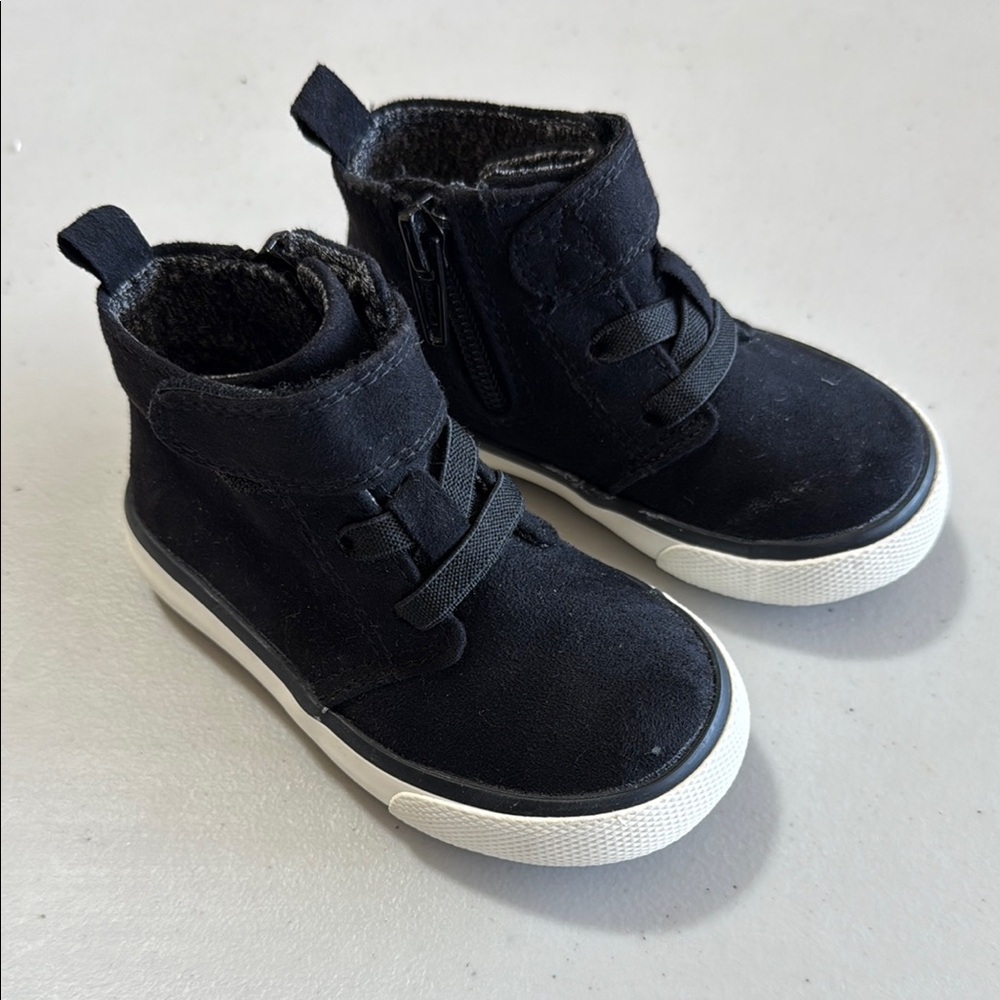 NEW Cat & Jack Easy On Velcro & Zipper Black Boot Sneaker Toddler Size 5